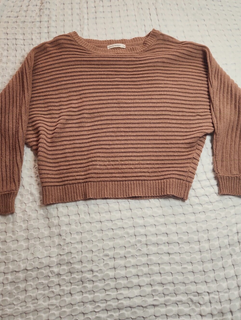 moon & madison Ribbed Crewneck Sweater - Camel